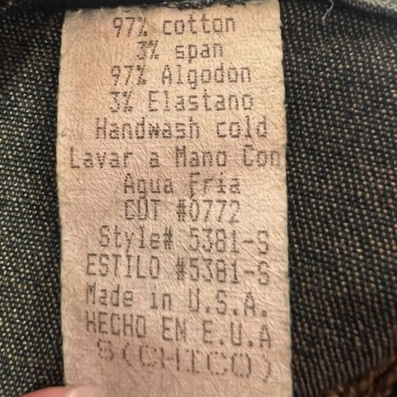 San Julian Denim Skirt A-Line S Whipstitch Below Knee Y2K Rare USA Fall Fit - Picture 8 of 11